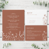 Terracotta Rustic Herfst Wildflower Wedding Progra (Personaliseer de collectie van deze zelfstandige maker.)