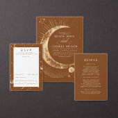 Hemelse Mystieke Maan Sterren Halo Bruiloft All In One Uitnodiging (Personaliseer de collectie van deze zelfstandige maker.)