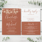 Kerstverlichting Terracotta Trouw Details Info Kaart (Personaliseer de collectie van deze zelfstandige maker.)