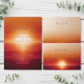 Luxe zonsondergang bruiloft kaart (Personaliseer de collectie van deze zelfstandige maker.)