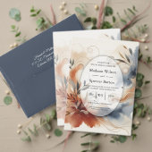 Simple Slate Navy Blue Monogram Invitation Uitnodigingen Wikkel (Personaliseer deze collectie van deze onafhankelijke maker. Test)
