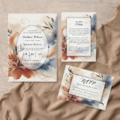 Terracotta Twilight and Navy Blooms Wedding Informatiekaartje (Personaliseer de collectie van deze zelfstandige maker.)