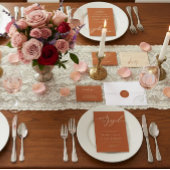 Terracotta Signature Script Name Date Wedding Uitnodigingen Wikkel