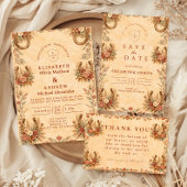 Terracotta Westerse Bloemen Bruiloft Save The Date