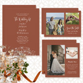 Elegant chique terracotta minimaal monogram Initia Uitnodigingen Wikkel