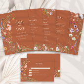 Terracotta Boho Wildflower bruiloft uitnodiging