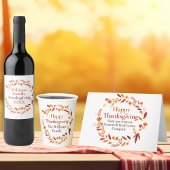 Happy Thanksgiving Custom Autumn Leaf Wreath Glas Ornament