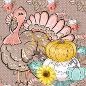 Thanksgiving Dinner Party Turkey Pumpkins Pink Tan Ronde Sticker