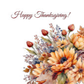 Verjaardag-Waterverf Herfst Bloemen- Kaart