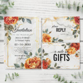 Met bruiloft details Marble Dreams: Oranje Roos Kaart (Personaliseer de collectie van deze zelfstandige maker.)