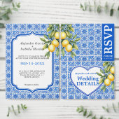 🌈 Nummerverzoek + QR-code Azul & Limone Romance RSVP Kaartje (Personaliseer de collectie van deze zelfstandige maker.)