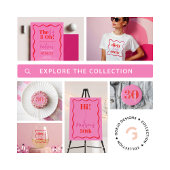 Rood en Roze Wave Border 30e verjaardag Vierkante Sticker