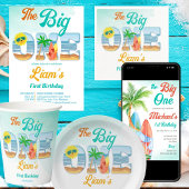 Het grote surfende retro-strandfeest bedankt je ronde sticker