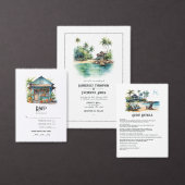 Waterverf Caraïben Bestemming Bruiloft Kaart (Personaliseer de collectie van deze zelfstandige maker.)