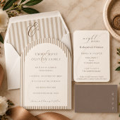 Minimalistische Desert Zand Koperen Script Trouw Menu