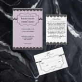 Zwart kant op zachte lavendel aangepaste bruiloft plaatskaartje (Personaliseer de collectie van deze zelfstandige maker.)