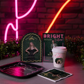 Bright Future Blue Neon Afstudeerder Foto Afstuder Folie Uitnodiging