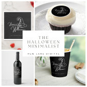 Minimalistisch Pet van zwarte en witte heks Papieren Bordje