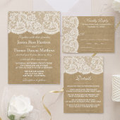 Het Collectie Kraft & Lace Wedding All In One Uitnodiging