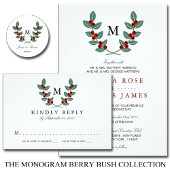 Het Monogram Berry Struik Wedding Collectie Aankondigingskaart