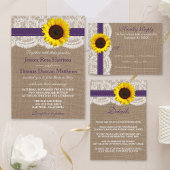 Rustige zonnebloem-bruiloft-repetitie: Paars Kaart