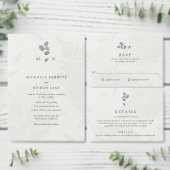 Botanical Leaf Gray Wedding Informatiekaartje (Personaliseer de collectie van deze zelfstandige maker.)