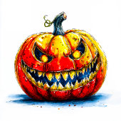 Spooky White Smiling Pumpkin Halloween Party Papieren Bordje