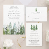 Het Waterverf Pine Tree Forest Wedding Collectie Aankondiging