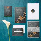 Betoverde zwart en goud Masquerade Bruiloft Kaart (Personaliseer de collectie van deze zelfstandige maker.)