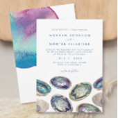 Abalone Shell Kleurrijke Waterverf Strand Bruiloft Ronde Kartonnen Onderzetter