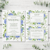 Blue Hydrangeas Wedding Reception Kaart (Personaliseer de collectie van deze zelfstandige maker.)