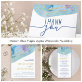Modern Blue Paars Agate Waterverf Hartelijk dank Bedankkaart
