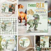 Three Rex - Birthday Boy with Dinosaur Theme Servet