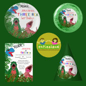 Leuke 3e verjaardag Kind Jurrasic Drie Rex Badge
