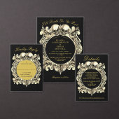 Zwarte en gouden schedels Gotische Trouwtafel Numm (Personaliseer de collectie van deze zelfstandige maker.)