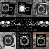 Till Death Gothic Skulls QR Code Huwelijk Informatiekaartje