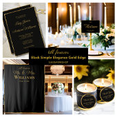 Eenvoudige luxe luxe gouden rand bruiloft RSVP kaartje
