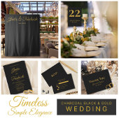 Timeless Simple Charcoal Black Gold Script Weduwen Kaart