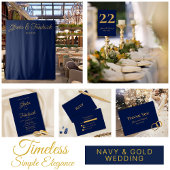 Timeless Simple Elegance Navy Gold Script Weduwen Kaart