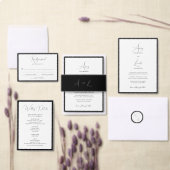 Romantic Classic White & Black Script Wedding Uitnodigingen Wikkel (Personaliseer de collectie van deze zelfstandige maker.)