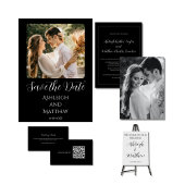 Elegante witte zwarte foto save the date