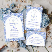 Timeless Blue White Porcelain Wedding Save The Date