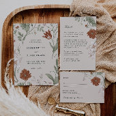 Terracotta bloemenservetten, rustieke bloemen,  servet