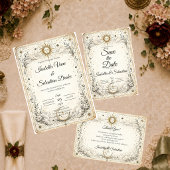 Tijdloze Hemelse Zon Maan Bruiloft Save The Date
