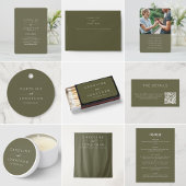 Minimalistische Earth Tone Boho Olive Green Weddin Kaart
