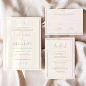 Tijdloos Monogram Stoffig Blauw Elegante Huwelijk All In One Uitnodiging