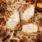 Tijdloze Rustieke Herfst Bruiloft Kaart