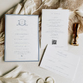 Tijdloze wijnstokken stoffige blauwe kuif monogram save the date