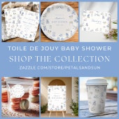 Toile De Jouy Baby Shower Blue Bow Boy Invitation Kaart