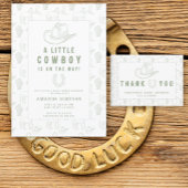 Toile de Jouy Green Cowboy Western Baby shower Vierkante Sticker